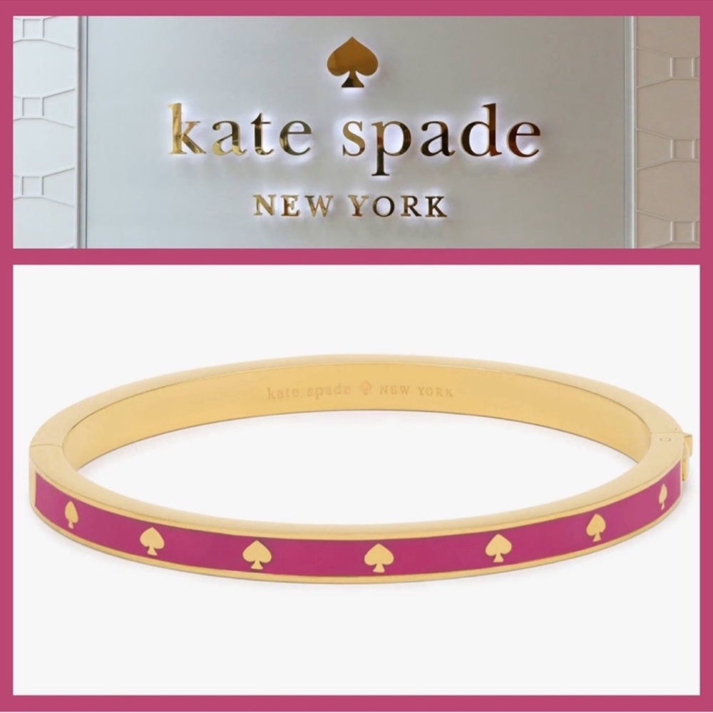 Kate spade spot the spade bangle bracelet gold candied plum 🩷♠️ fuschia pink